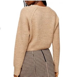 Topshop Camel Swirl Crop Sweater 